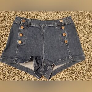 Sincerely Jules Blue Jean Shorts with Button Detail